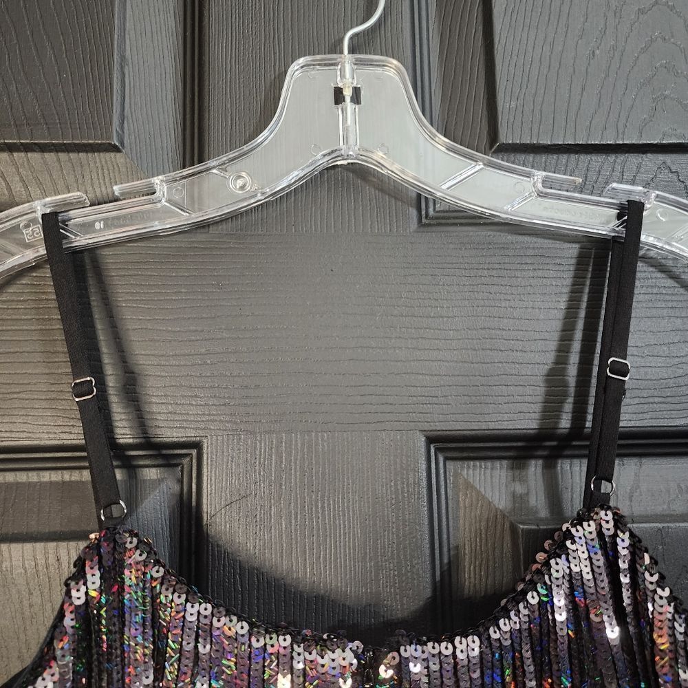 Dress the Population Sz. XS NWR Roxy Tiered Fringe Sequin Dress Holiday Party - Picture 11 of 16